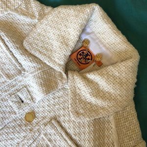 Tory Burch Size 0 Jacket, cream / white, gold